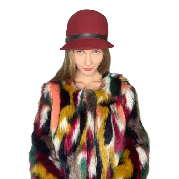Bucket / Cloche Hat with Vintage vibes in burgundy. New! - Picture 5 of 9